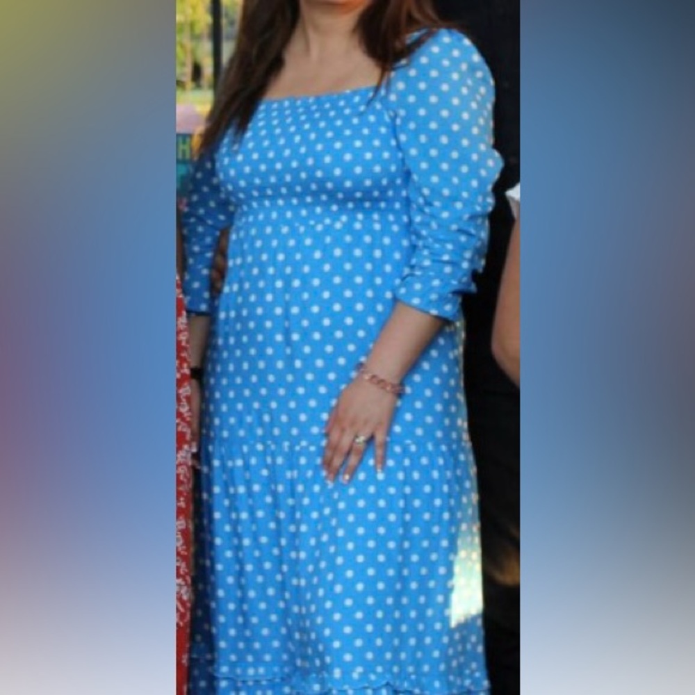 Antropologie blue polka Dress with pockets